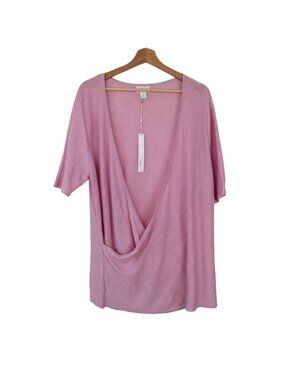 CASLON Pink Sweater Women's NEW Wrap Short Sleeve Lightweight Knit Top XXL